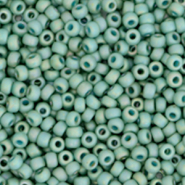 Miyuki Rocailles 11/0 Opaque glazed frosted rainbow celadon green 11-4701