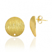 Brass TQ Metall Ohrstecker rund 15mm mit Öse Gold