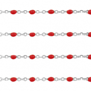 Stainless Steel - Rostfrei Stahl Schmuckzubehör Gliederkette 1mm Samba red-silber