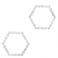 Stainless Steel - Rostfrei Stahl Anhänger/Zwischenstück Hexagon Silber