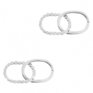 Stainless Steel - Rostfrei Stahl Anhänger/Zwischenstück double Oval Silber