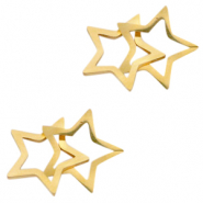 Stainless Steel - Rostfrei Stahl Anhänger/Zwischenstück double Stern Gold