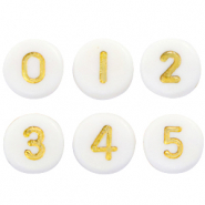 Buchstaben Perlen aus Acryl Mix Zahlen White-gold