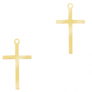 Stainless Steel - Rostfrei Stahl Anhänger Kreuz Gold