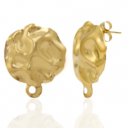 Ohrringe aus Stainless Steel - Rostfreiem Stahl Ohrstecker gehämmert mit Öse Gold