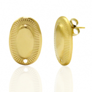 Ohrringe aus Stainless Steel - Rostfreiem Stahl Ohrstecker Oval mit Öse Gold