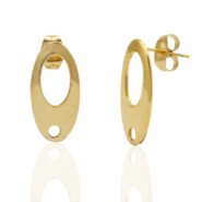 Ohrringe aus Stainless Steel - Rostfreiem Stahl Ohrstecker Oval mit Öse Gold