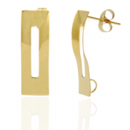 Ohrringe aus Stainless Steel - Rostfreiem Stahl Ohrstecker Rechteck mit Öse Gold
