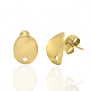 Ohrringe aus Stainless Steel - Rostfreiem Stahl Ohrstecker Oval mit Öse Gold