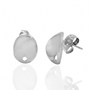 Ohrringe aus Stainless Steel - Rostfreiem Stahl Ohrstecker Oval mit Öse Silber