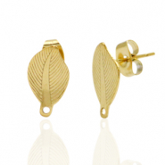 Ohrringe aus Stainless Steel - Rostfreiem Stahl Ohrstecker Blatt mit Öse Gold