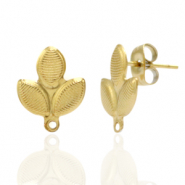Ohrringe aus Stainless Steel - Rostfreiem Stahl Ohrstecker Blatt mit Öse Gold