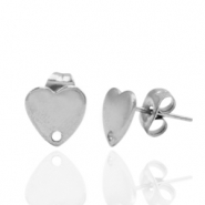 Ohrringe aus Stainless Steel - Rostfreiem Stahl Ohrstecker Herz mit Öse Silber