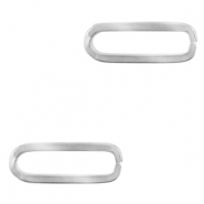 Stainless Steel - Rostfrei Stahl Anhänger / Zwischenstück Oval Silber