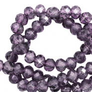 Top Glas Facett Perlen 4x3 mm rondellen Amethyst purple-pearl shine coating