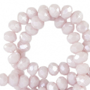 Top Glas Facett Perlen 4x3 mm rondellen Soft purple ash-pearl shine coating