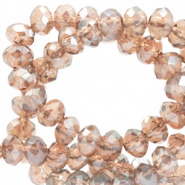 Top Glas Facett Perlen 3x2mm rondellen Champagne beige-pearl shine coating