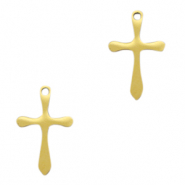 Stainless Steel - Rostfrei Stahl Anhänger Kreuz Gold