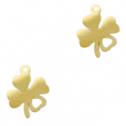 Stainless Steel - Rostfrei Stahl Anhänger Glücksklee Gold