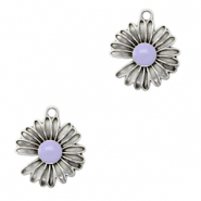 Metall Anhänger DQ Gänseblümchen Antik silber-lilac purple (Nickelfrei)