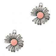 Metall Anhänger DQ Gänseblümchen Antik silber-pink (Nickelfrei)