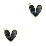 Resin Anhänger Herz Gold-anthracite