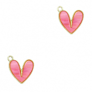 Resin Anhänger Herz Gold-pink