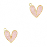 Resin Anhänger Herz Gold-light pink
