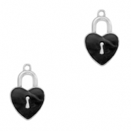 Resin Anhänger Schloss Herz Silver-anthracite