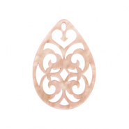 Resin Anhänger Tropfen Barock 38x27mm Peach beige