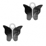 Resin Anhänger Schmetterling Silver-anthracite
