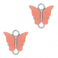 Resin Anhänger Zwischenstück Schmetterling Silver-coral red