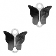 Resin Anhänger Zwischenstück Schmetterling Silver-anthracite