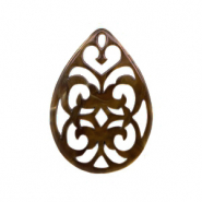 Resin Anhänger Tropfen Barock 38x27mm Toffee brown