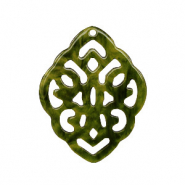 Resin Anhänger Rhombus Barock Dark olive green