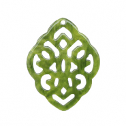 Resin Anhänger Rhombus Barock Olive green