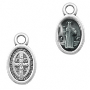 Metall Anhänger DQ religiöse Oval Antik silber-black transparent (Nickelfrei)