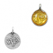 Metall Anhänger DQ religiöse Münze Antik silber-yellow transparent (Nickelfrei)