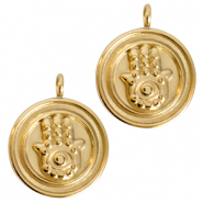 Stainless Steel - Rostfrei Stahl Anhänger Hamsa Hand Gold