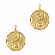 Stainless Steel - Rostfrei Stahl Anhänger Yin & Yang Gold
