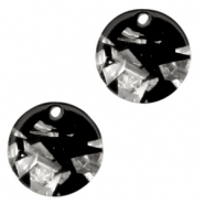 Resin Anhänger rund 12mm Silver-black