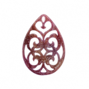 Resin Anhänger Barock Tropfen Mixed red-pink
