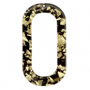 Resin Anhänger lang Oval Champagne-black