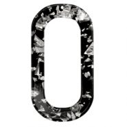 Resin Anhänger lang Oval Silver-black
