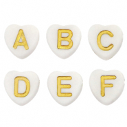 Buchstaben Perlen aus Acryl Herz White-gold