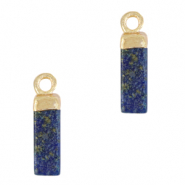 Naturstein Anh&auml;nger Tube Sapphire blue-gold