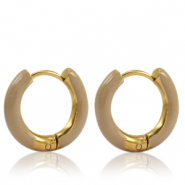 Ohrringe aus Stainless Steel - Rostfreiem Stahl Creolen Enamel 16mm Nude brown-gold