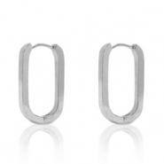Ohrringe aus Stainless Steel - Rostfreiem Stahl Oval Silber