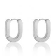 Ohrringe aus Stainless Steel - Rostfreiem Stahl Oval Silber