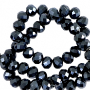 Top Glas Facett Perlen 8x6 mm rondellen Black-pearl shine coating